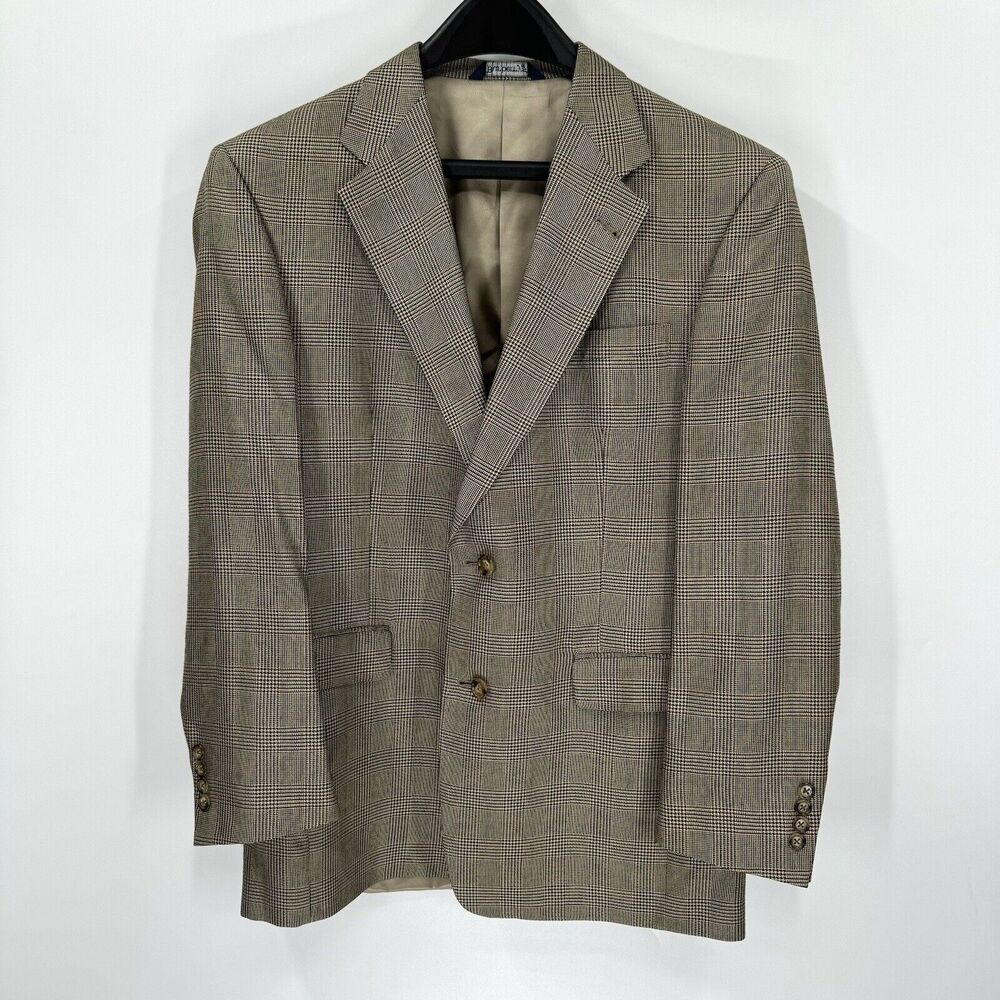 Burberry Tan Wool Nova Check Single Breasted Sport Coat 40 R Brown Plaid Blazer
